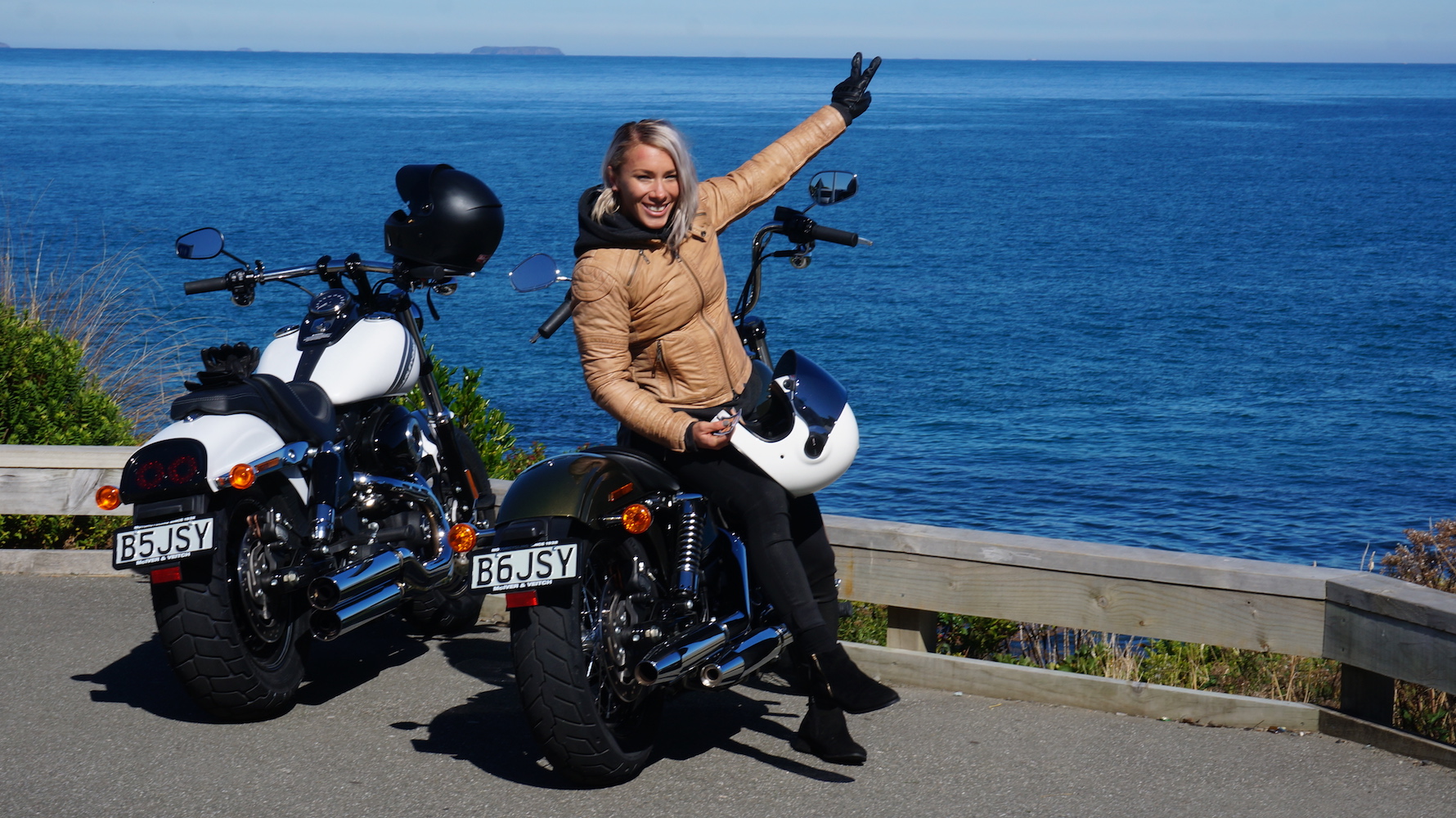 BMX and mountain bike racing couple Barry Nobles of the USA and Aussie Olympian Carline Buchanan share a passion for two wheels that extends to their Harleys.