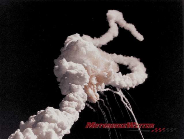 Challenger space shuttle explodes 76 seconds after lift off