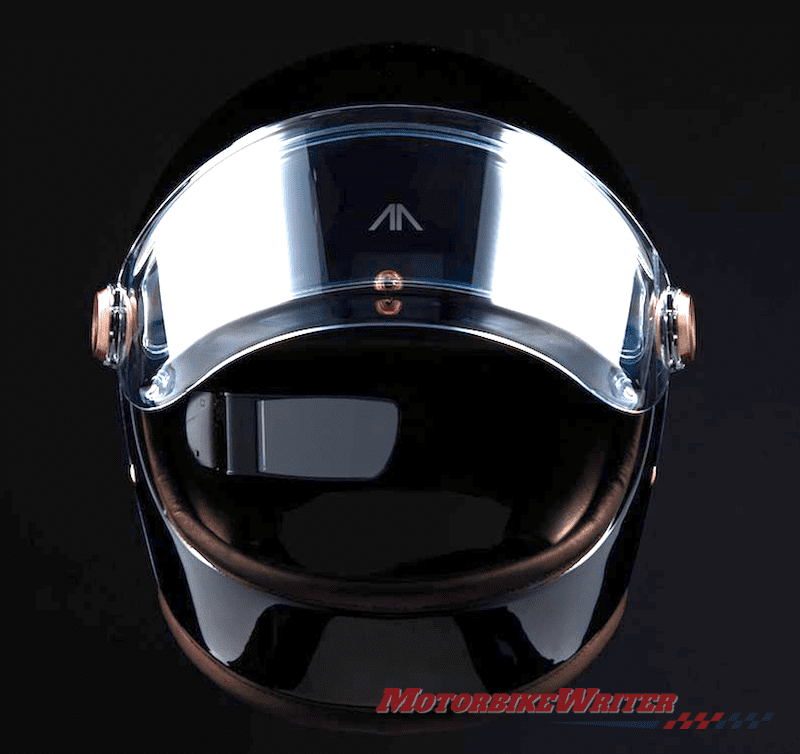Zenith HUD helmet Arc Vector electric motorcycle with collision warning