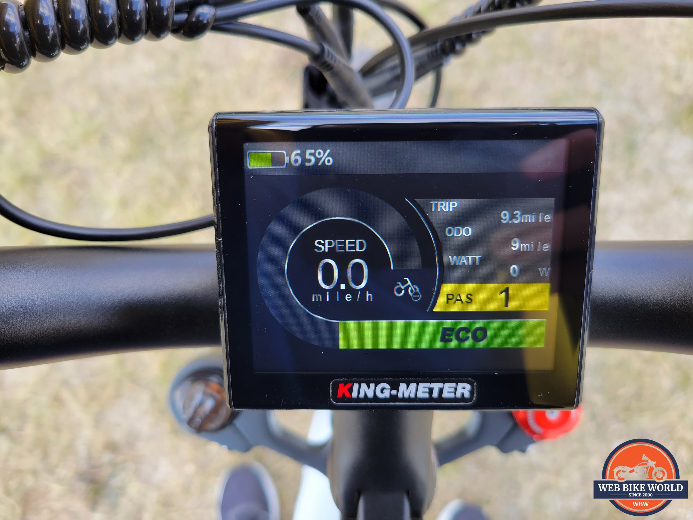Photo of the LCD display from our initial 10 mile test ride.