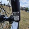 disclaimer note on the front forks of the ebike