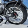 Rear wheel of the Kommoda ebike in the snow