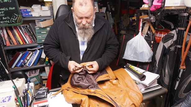 Phil with the Pakistani leather jacket