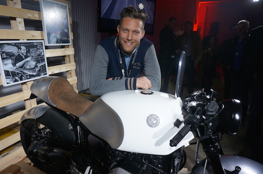 Jeremy Tagand with the Deus Ex Machina Kawasaki BMW R nineT Heinrich Maneuver