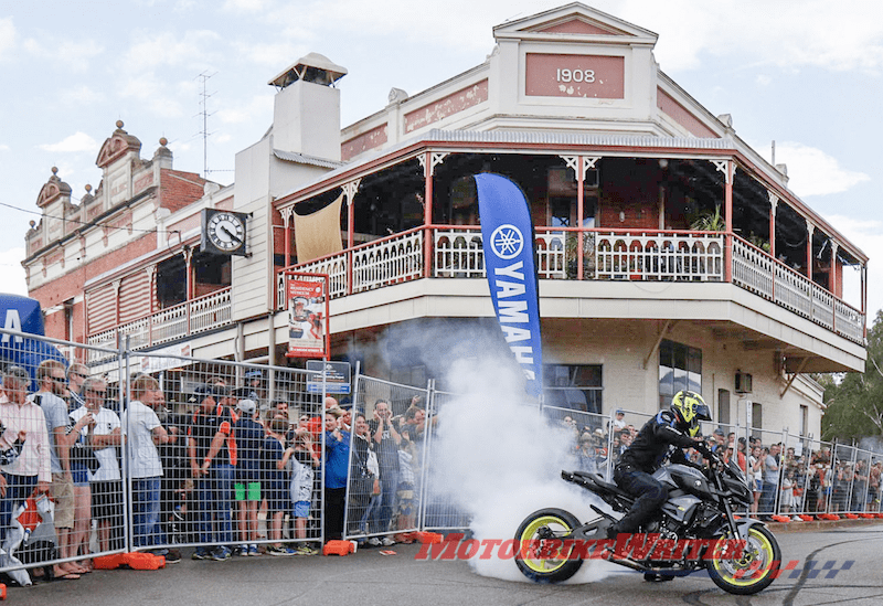 Dave McKenna stunt rider at York Motorcycle Festival - Avon Valley Motorcycle Friendly Region