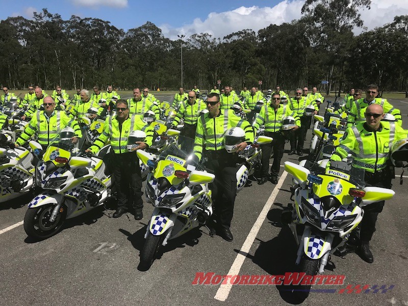 DayGlo Queensland motorcycle Police limit