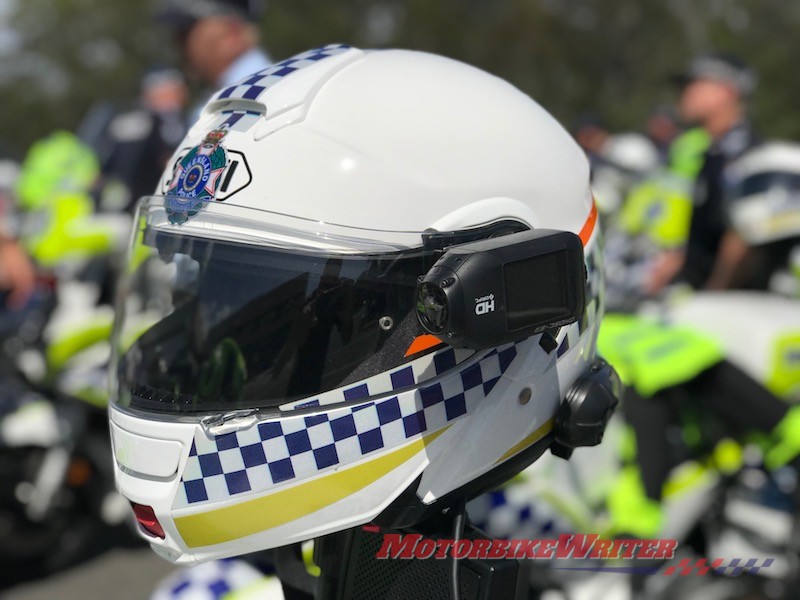 DayGlo Queensland Police helmet camera