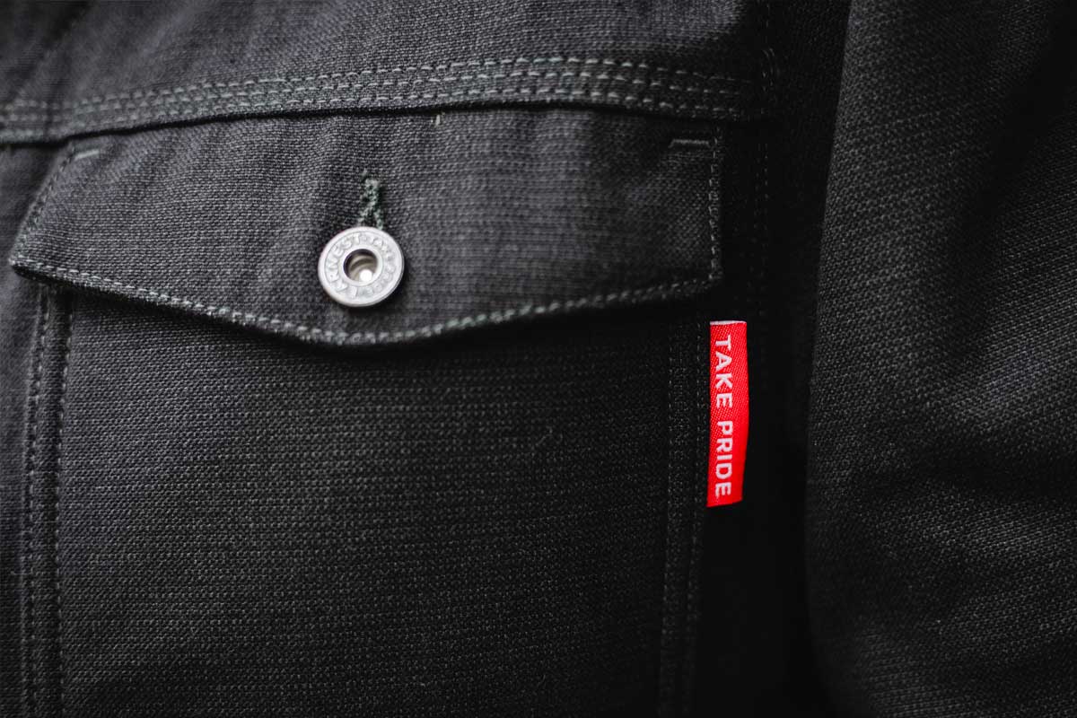 Earnest Co. 'Smiths' K-Canvas Moto Workwear Jacket pocket detail