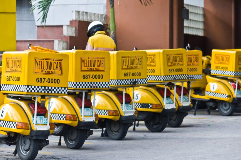 A view of a series of bike taxis. Media sourced from Wikipedia.