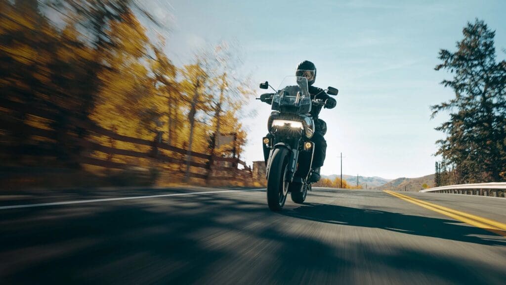 A view of a Harley-Davidson Pan America. Media sourced from Harley-Davidson.