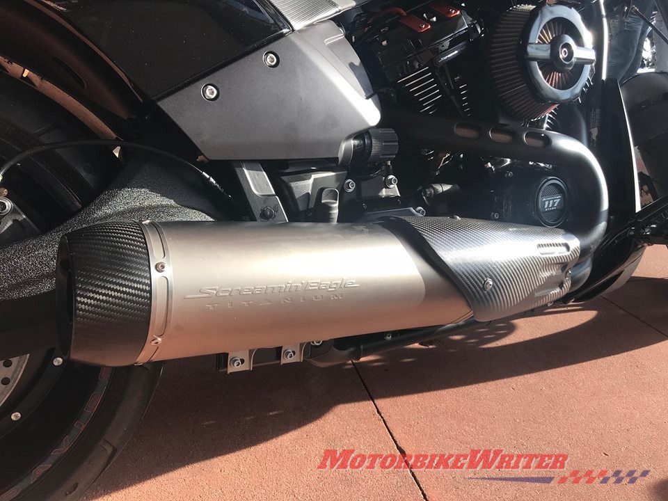 FXDR carbon and titanium aftermarket exhaust