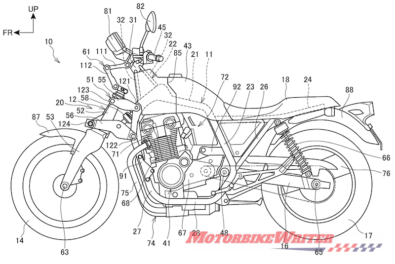 Patent drawing for forks ion a CB1100 