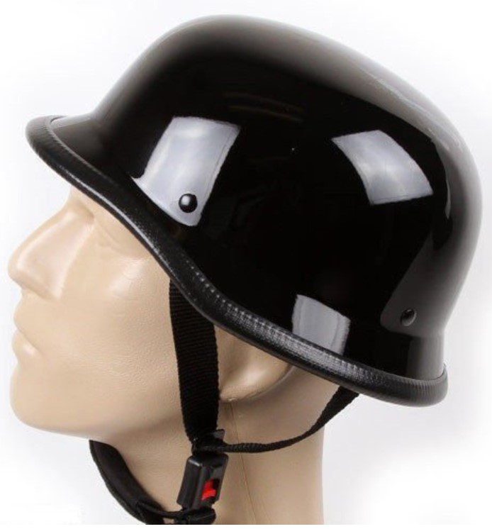 German Novelty Shiny Black Motorcycle Half Helmet