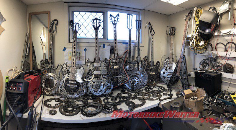 Adam Tovell-Soundy who makes guitar art pieces out of old motorcycle spares