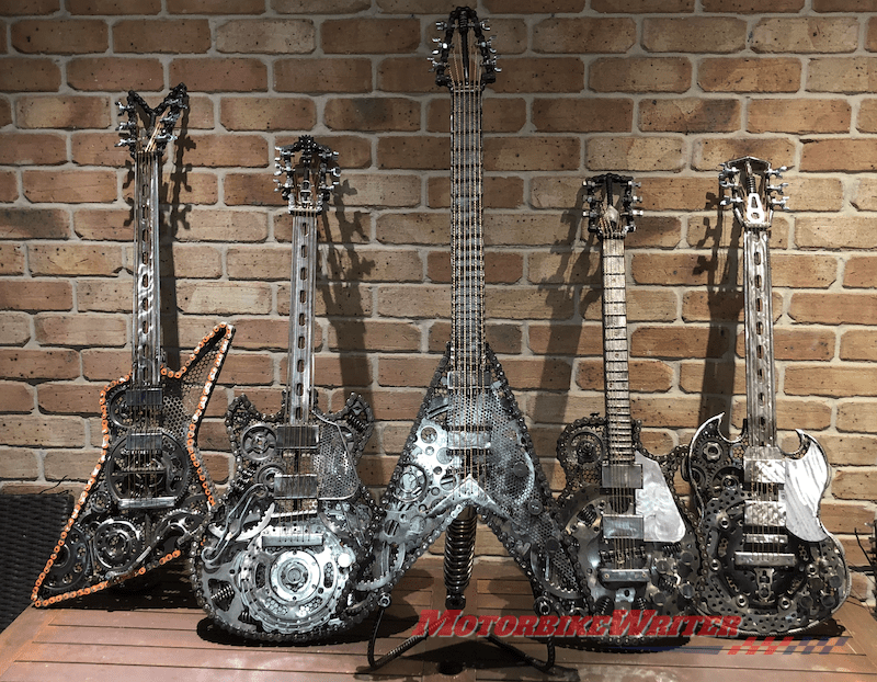 Adam Tovell-Soundy who makes guitar art pieces out of old motorcycle spares