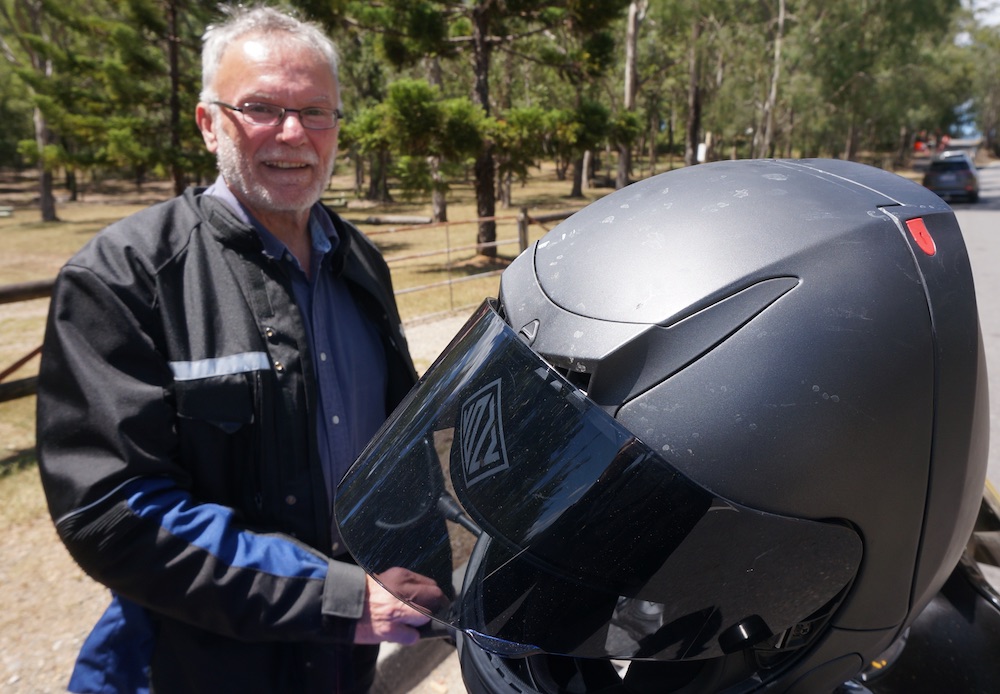 Guy Stanford - Mobile phone while riding - darrk visor helmets tinted visor youtube  withdrawn