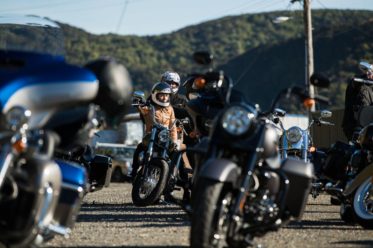 BMX and mountain bike racing couple Barry Nobles of the USA and Aussie Olympian Carline Buchanan share a passion for two wheels that extends to their Harleys.