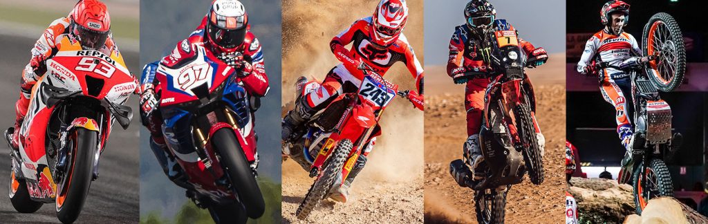 A lineup of bikes present in Honda's recent successes in competition. Media sourced from HRC's Facebook page.