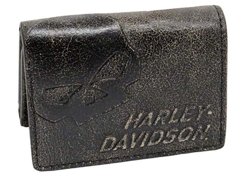 Harley-Davidson Burnished Tri-Fold Skull Wallet