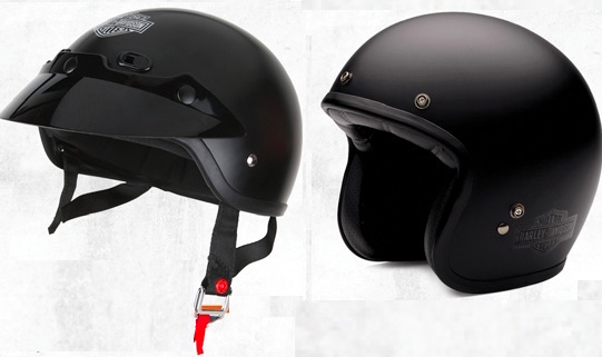 Harley Shorty (left) and Retro helmets standard