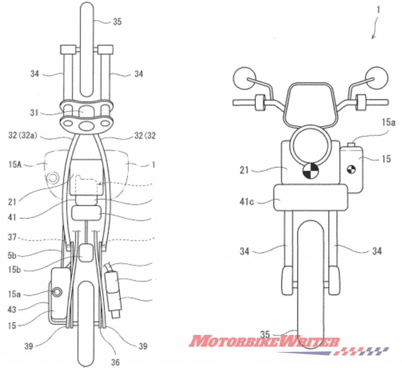 Kawasaki hybrid motorcycle patent drawings