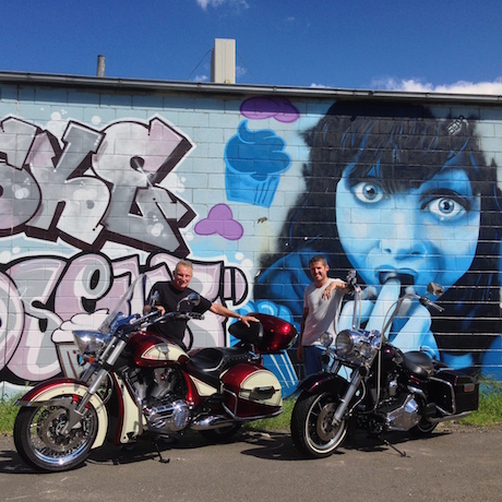 Geoff and Luke with the Victory Cross Roads and Harley