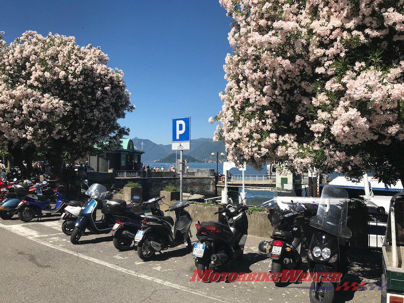 Europe motorcycle travel parking Italy