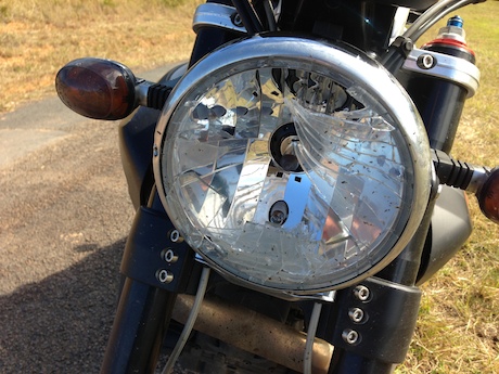 Smashed headlight