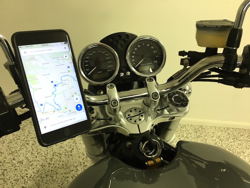 Quad Lock mobile phone mount maps