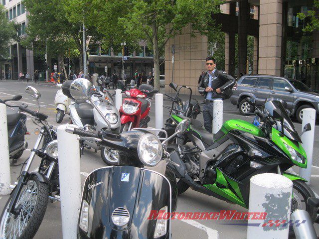 Centre of the road motorcycle parking Melbourne