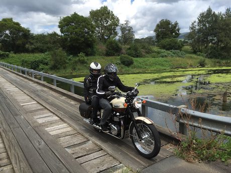 Triumph Bonneville T100 with Gazi black shocks
