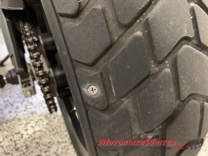 Motorcycle tyre puncture