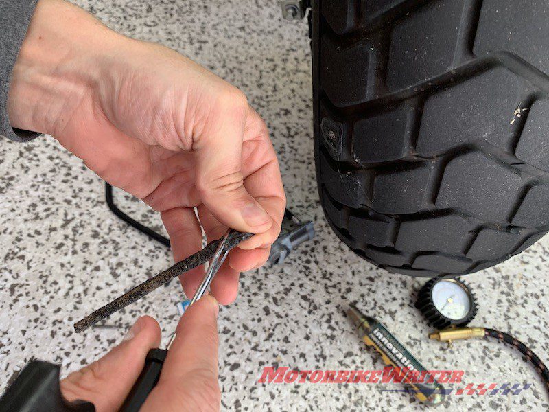 Motorcycle tyre puncture