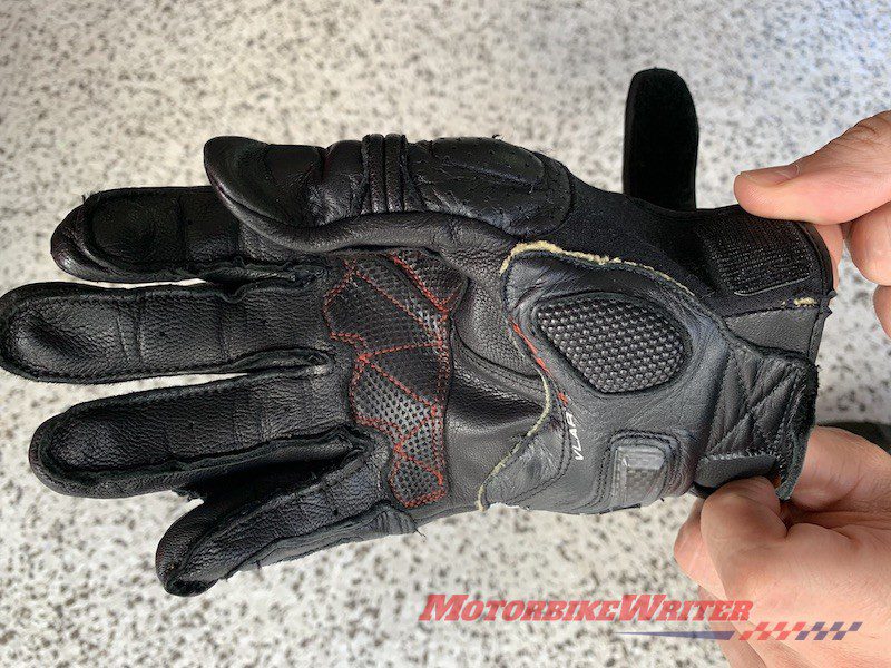 Motorcycle riding gear failures gloves
