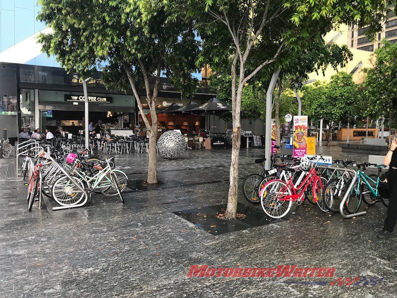Motorcycle and scooter riders urged to make a submission to the Brisbane City Council draft transport plan - parking BCC bicycles