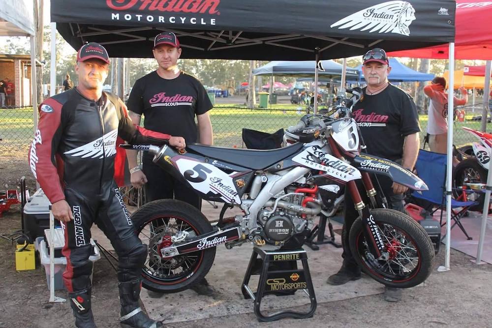 Ricky (left) with the Brisbane INdian Motorcycle store team at the Troy Bayliss Classic