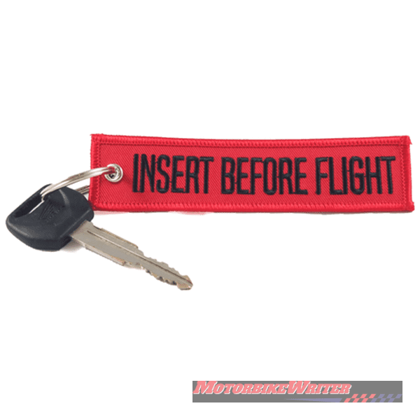 Insert Before Flight keyring photos