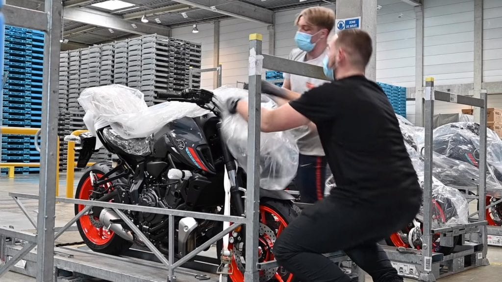 a picture of new Yamaha bikes during production shortage