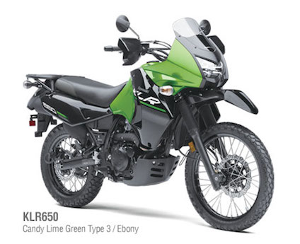 Kawasaki KLR650 in lime green