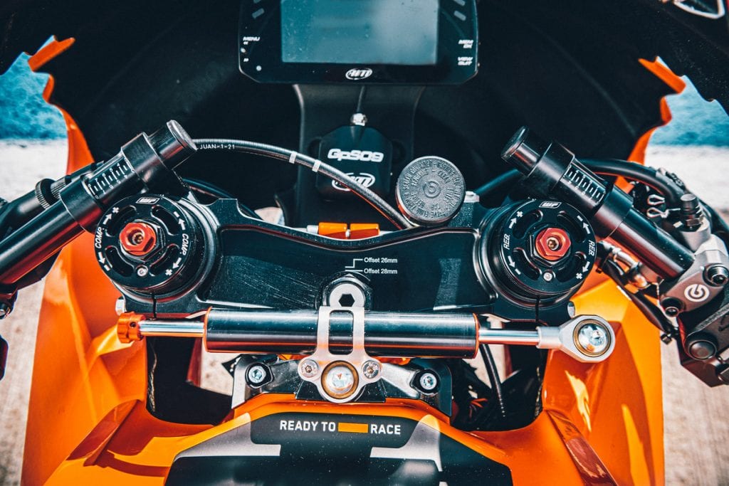 A view from above of the all-new track-only 2022 KTM RC 8C