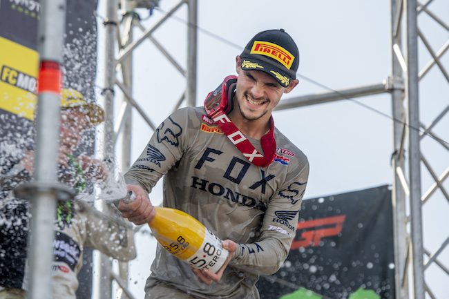 Tim Gasjer from Team HRC takes the overall win at the MXGP in Netherlands