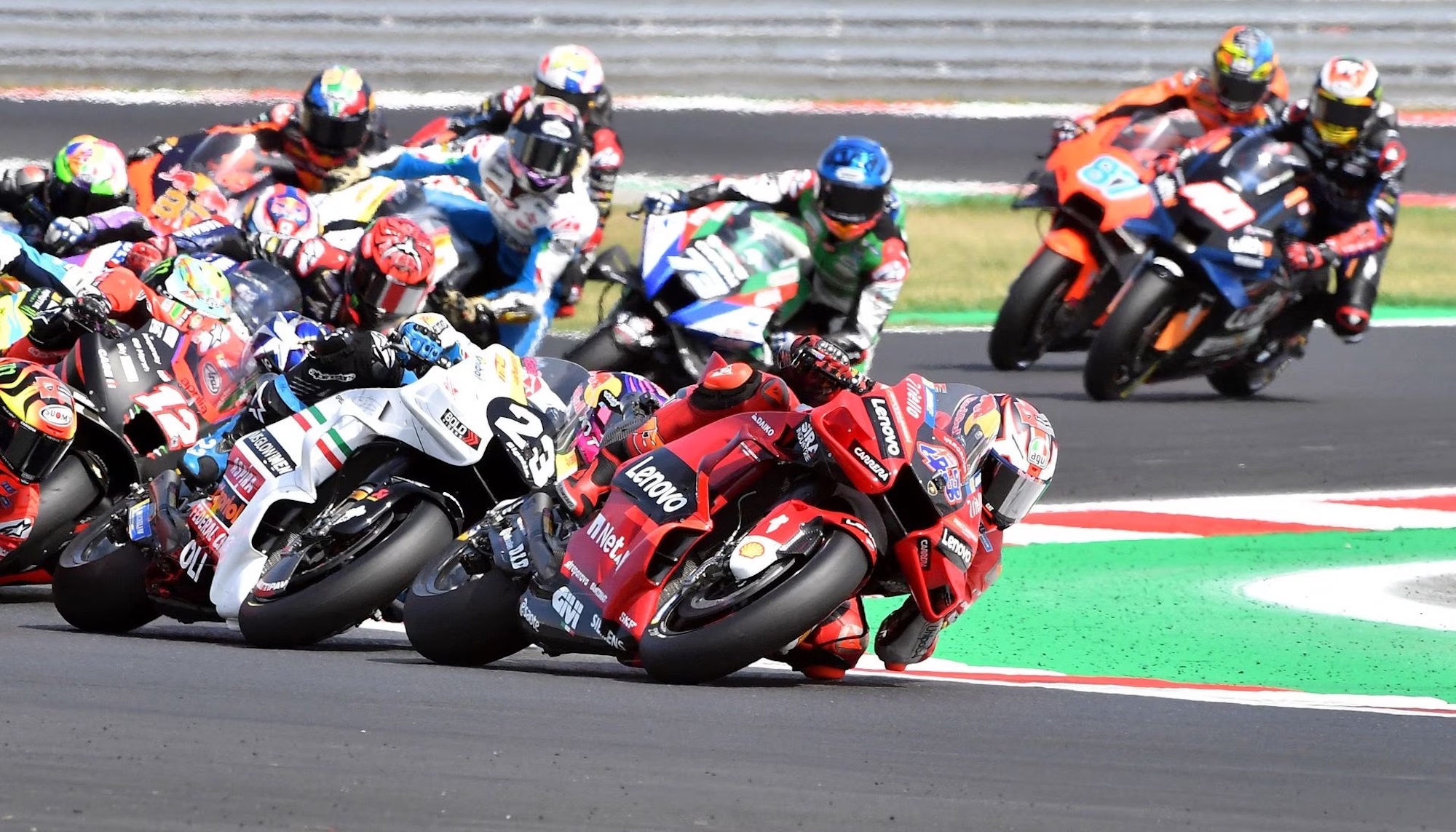 A view of racers on the MotoGP grid, doing what they do best. Media sourced from Reuters.