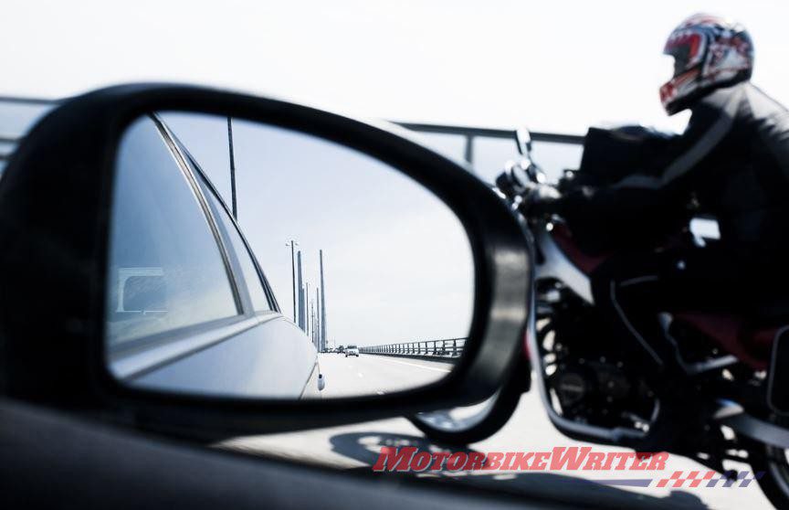 Motorcycle car blind spot safety crash driver training