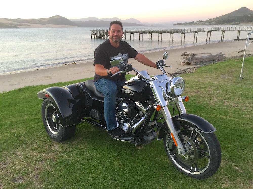 Nigel Keough on a Freewheeler Harley-Davidson trikes