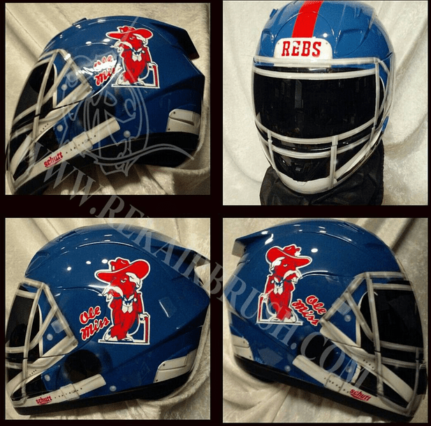 Ole Miss football motorcycle helmets by rekairbrush