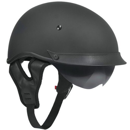 Outlaw T-72 Matte Black Dual-Visor Motorcycle Half Helmet