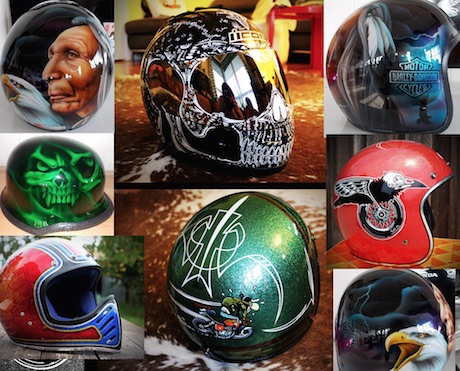 Painted motorcycle helmets