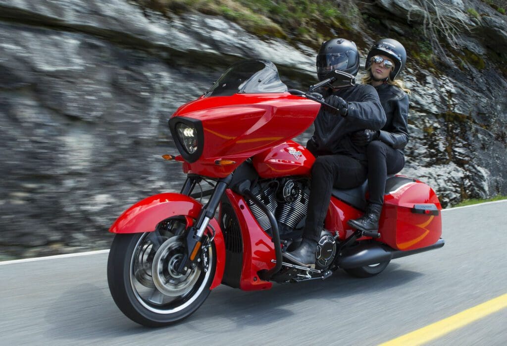 A view of a Victory motorcycle, previously owned by Polaris. Media sourced from Motorcycle.com.