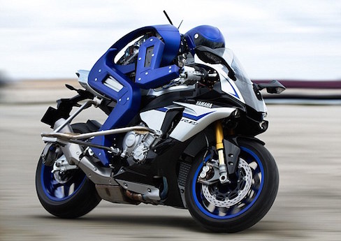 Yamaha Motobot, a robot that rides a motorcycle tests