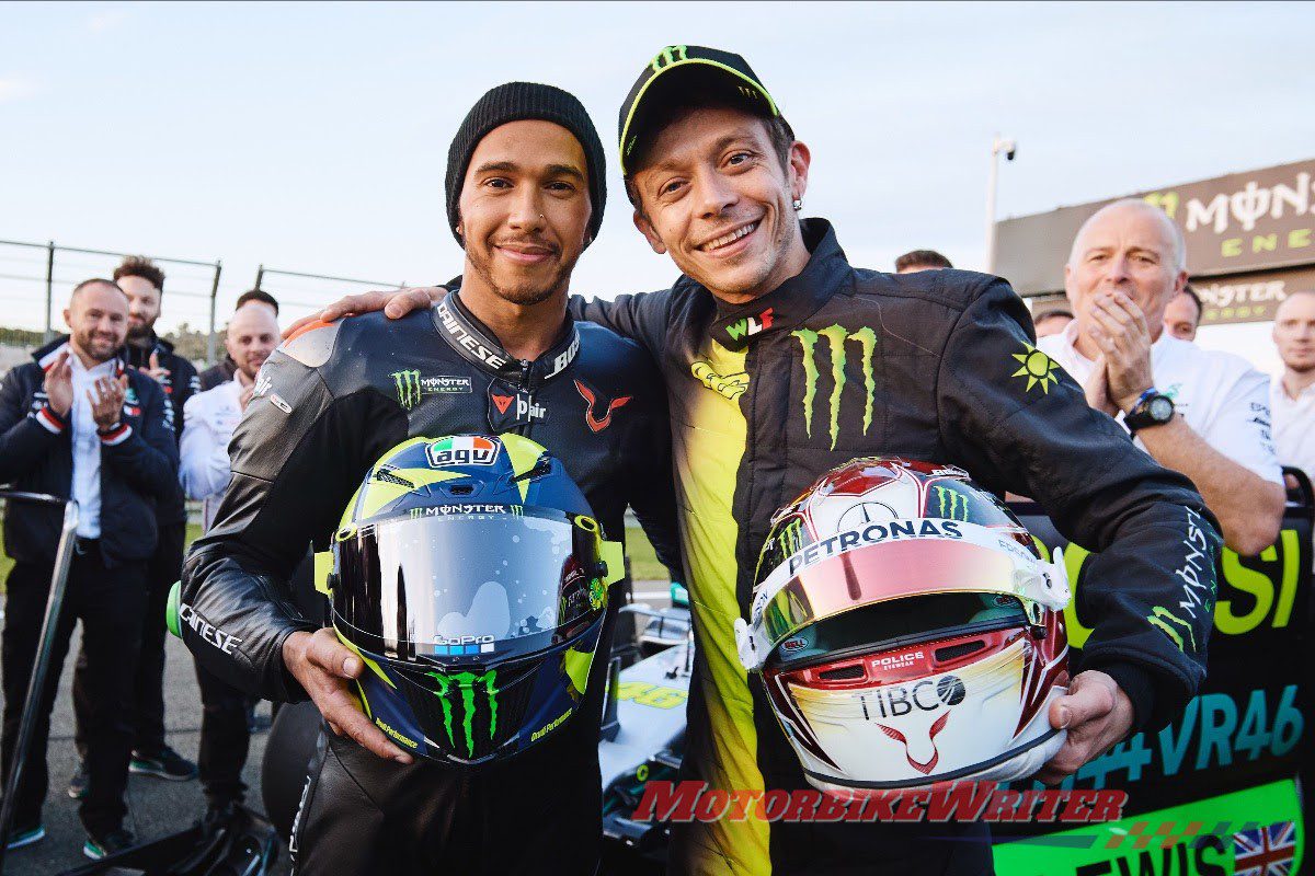 Valentino Rossi Lewis Hamilton MotoGP F1 duel